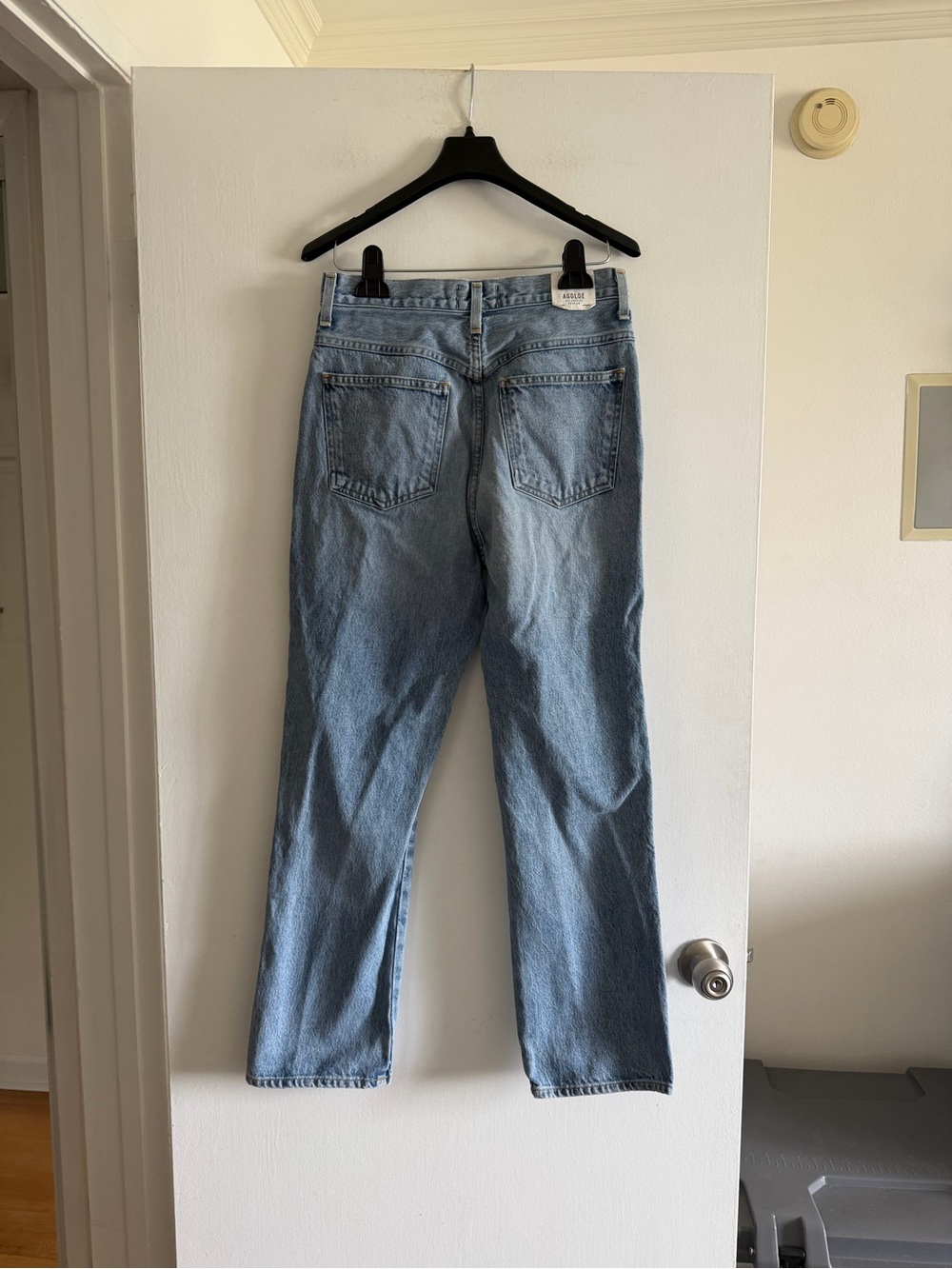 AGOLDE Lightwash Blue Denim Designer Straight Leg Pinch Waist Jeans size 27 - Picture 3 of 8